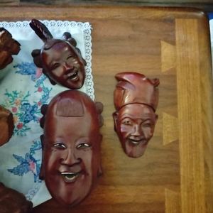 Set of 3 Japanese mask carvings.